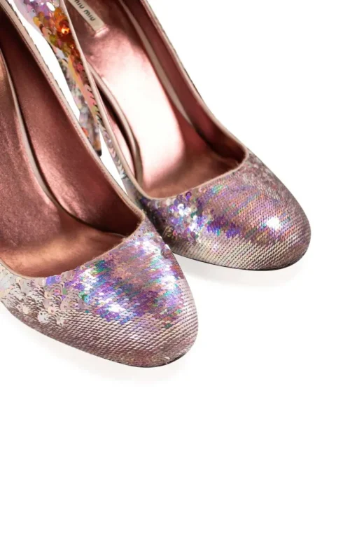 Multi sequins round toe high heel