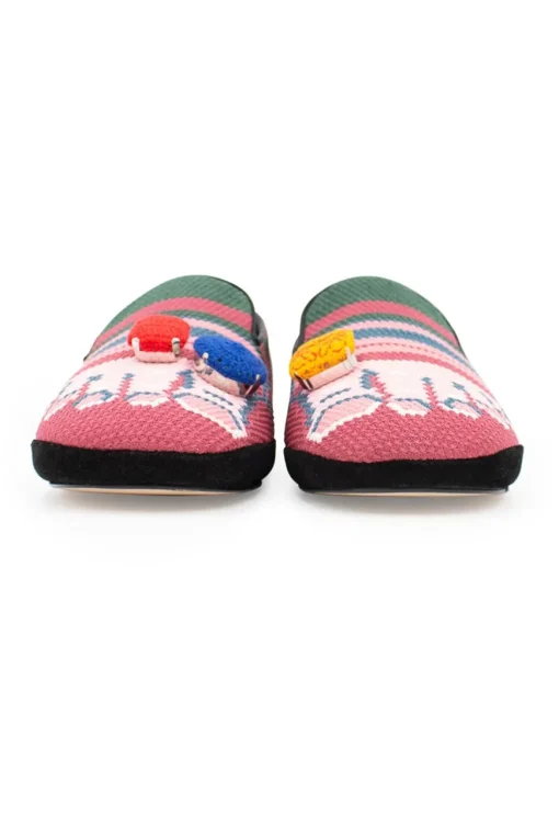 Multicolored jacquard canvas loafers