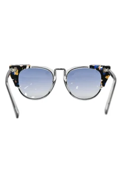 Multi-colour acetate and metal clubmaster cat eye sunglasses