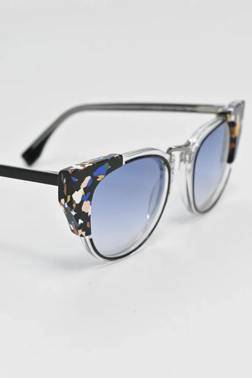 Multi-colour acetate and metal clubmaster cat eye sunglasses