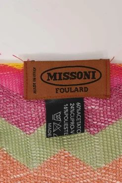 Multi-colour acetate-blend chevron stripe knit fringe foulard