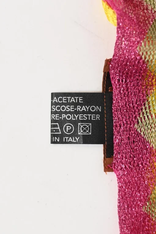 Multi-colour acetate-blend chevron stripe knit fringe foulard