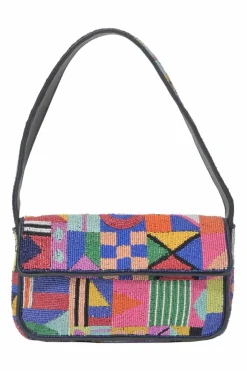 Multi-colour beaded leather Tommy shoulder bag