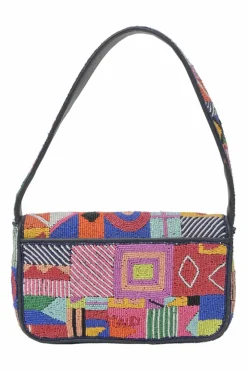 Multi-colour beaded leather Tommy shoulder bag