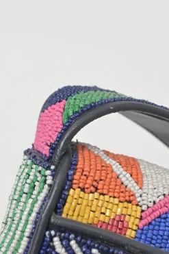Multi-colour beaded leather Tommy shoulder bag