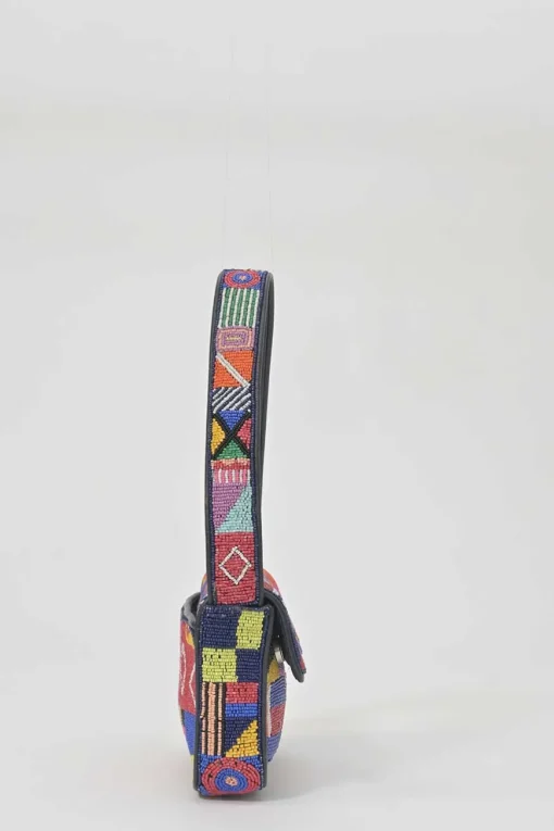 Multi-colour beaded leather Tommy shoulder bag