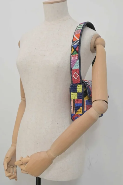 Multi-colour beaded leather Tommy shoulder bag