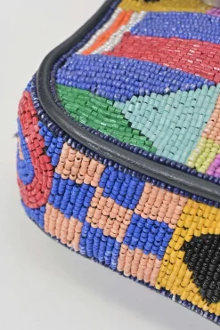 Multi-colour beaded leather Tommy shoulder bag