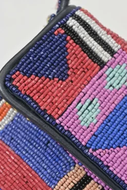 Multi-colour beaded leather Tommy shoulder bag