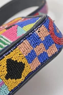 Multi-colour beaded leather Tommy shoulder bag