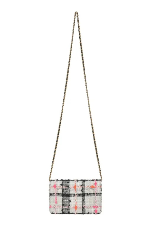 Multi-colour bouclé tweed wallet on chain