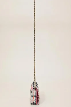 Multi-colour bouclé tweed wallet on chain