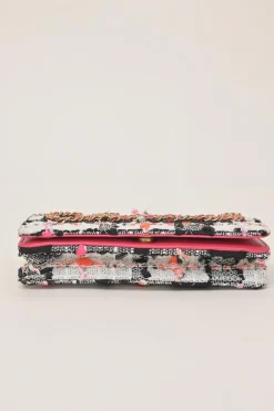 Multi-colour bouclé tweed wallet on chain