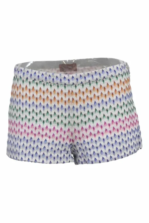 Multi-colour chevron loop-terry stripe knit mini shorts