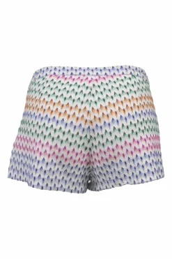 Multi-colour chevron loop-terry stripe knit mini shorts
