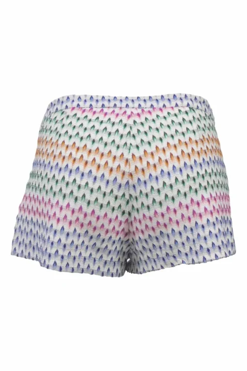 Multi-colour chevron loop-terry stripe knit mini shorts