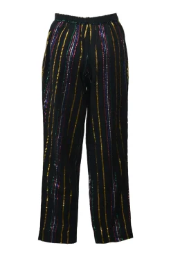 Multi-colour cotton-blend metallic stripe straight-leg trousers