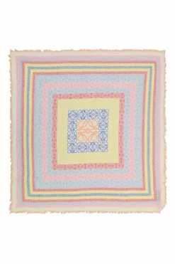 Multi-colour linen-blend gauze anagram border print scarf