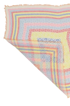 Multi-colour linen-blend gauze anagram border print scarf