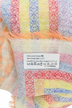 Multi-colour linen-blend gauze anagram border print scarf