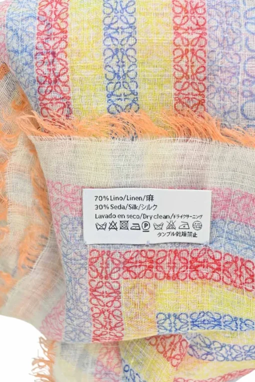 Multi-colour linen-blend gauze anagram border print scarf