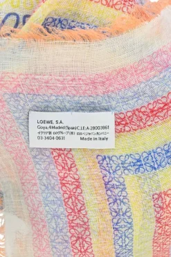 Multi-colour linen-blend gauze anagram border print scarf