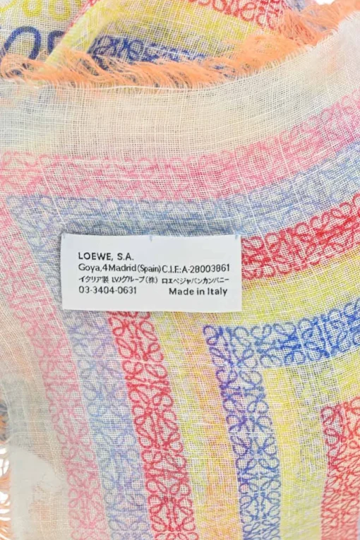 Multi-colour linen-blend gauze anagram border print scarf