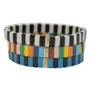 Multi-colour metal and enamel stacked stretch bracelets