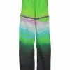 Multi-colour ombré nylon wide-leg track pants with crystal-embellished slits