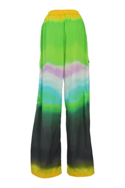 Multi-colour ombré nylon wide-leg track pants with crystal-embellished slits
