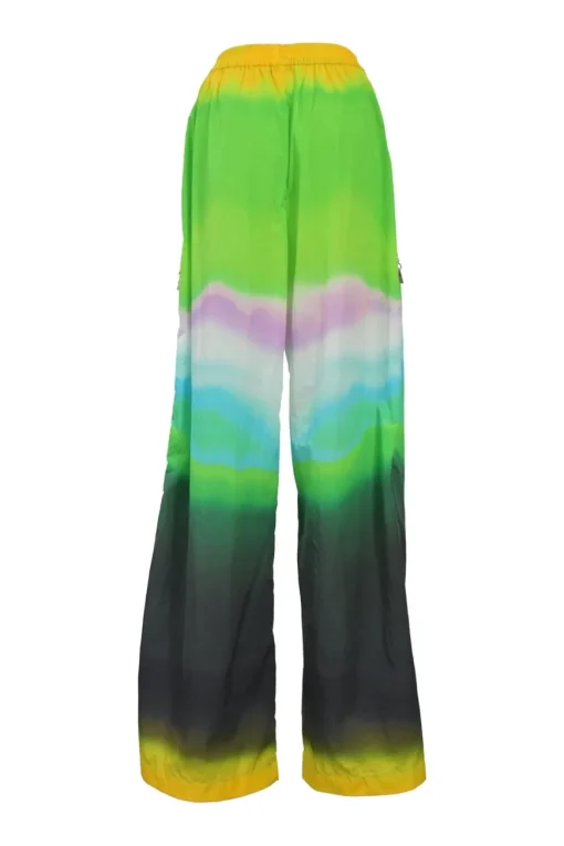 Multi-colour ombré nylon wide-leg track pants with crystal-embellished slits