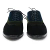 Multi-colour paneled velvet lace-up brogues