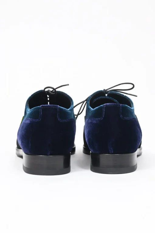 Multi-colour paneled velvet lace-up brogues