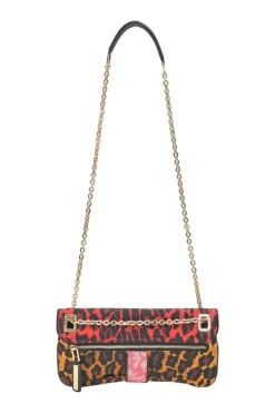 Multi-colour patchwork animal print Viv buckle chain strap shoulder bag