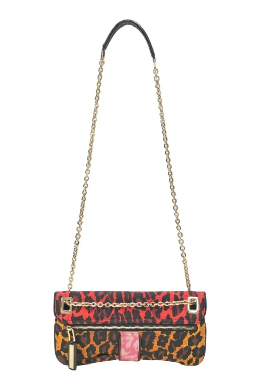 Multi-colour patchwork animal print Viv buckle chain strap shoulder bag