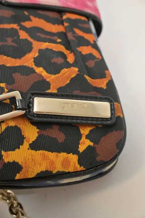 Multi-colour patchwork animal print Viv buckle chain strap shoulder bag