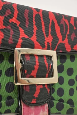Multi-colour patchwork animal print Viv buckle chain strap shoulder bag