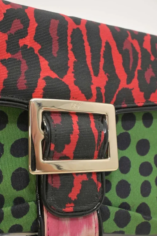Multi-colour patchwork animal print Viv buckle chain strap shoulder bag