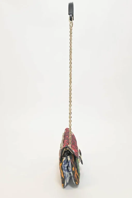 Multi-colour patchwork animal print Viv buckle chain strap shoulder bag