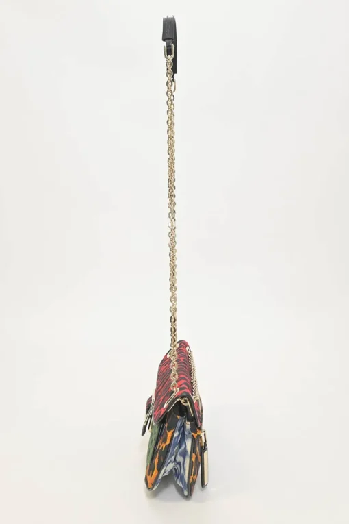 Multi-colour patchwork animal print Viv buckle chain strap shoulder bag