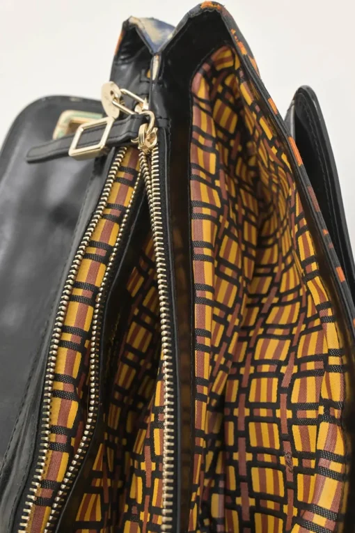 Multi-colour patchwork animal print Viv buckle chain strap shoulder bag