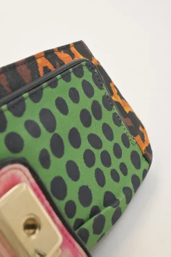 Multi-colour patchwork animal print Viv buckle chain strap shoulder bag