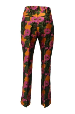 Multi-colour polyamide-blend Hendrix floral cloqué jacquard kick-flare tailored trousers