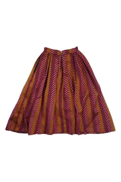 Multi-colour polyester graphic chevron jacquard pull-on high-rise circle skirt with slash hip pockets