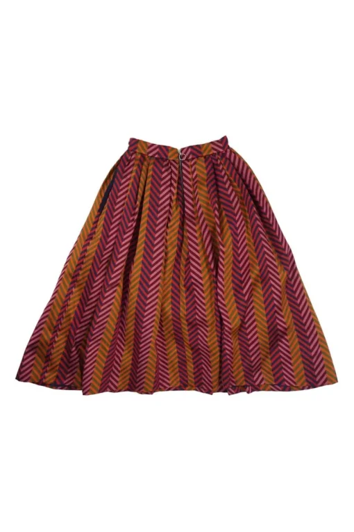 Multi-colour polyester graphic chevron jacquard pull-on high-rise circle skirt with slash hip pockets
