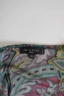 Multicolour polyester paisley print jersey wrap effect blouse