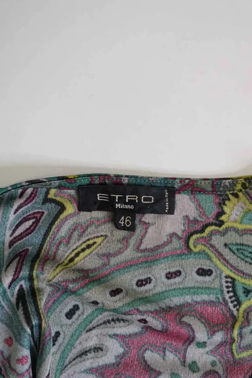 Multicolour polyester paisley print jersey wrap effect blouse