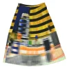 Multi-colour polyester-blend abstract barré print pull-on midi plissé skirt