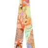 Multi-colour silk 'En Liberte !' Twilly scarf featuring original artwork by Carine Brancowitz