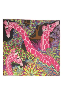 Multi-colour silk 'The Three Graces' scarf featuring original artwork by Alice Shirley